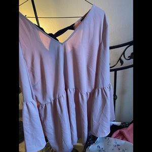 BEAUTIFUL halogen long pink shirt with velvet bow